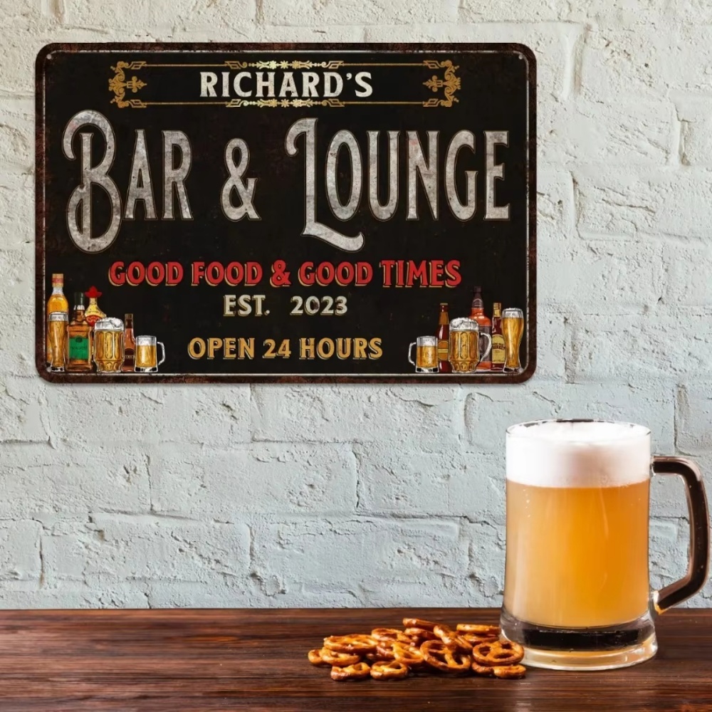 Home Bar Lounge - Custom Bar & Lounge Metal Sign,