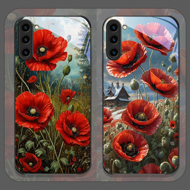 Old Fashioned Glass - Retro Poppy Flower Bloom Hot Red