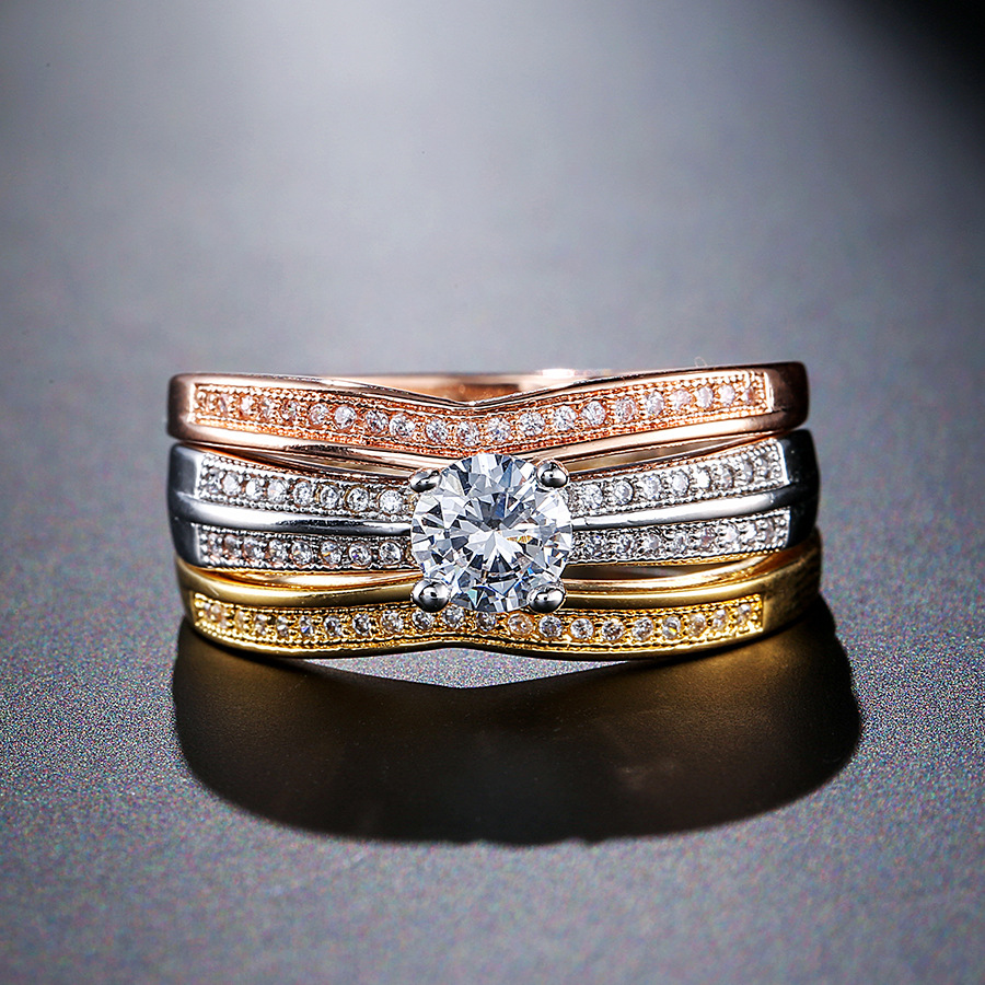 18K Multi Gold Ring 3pc Set fo - огляд і ціна Bar Cart Gold
