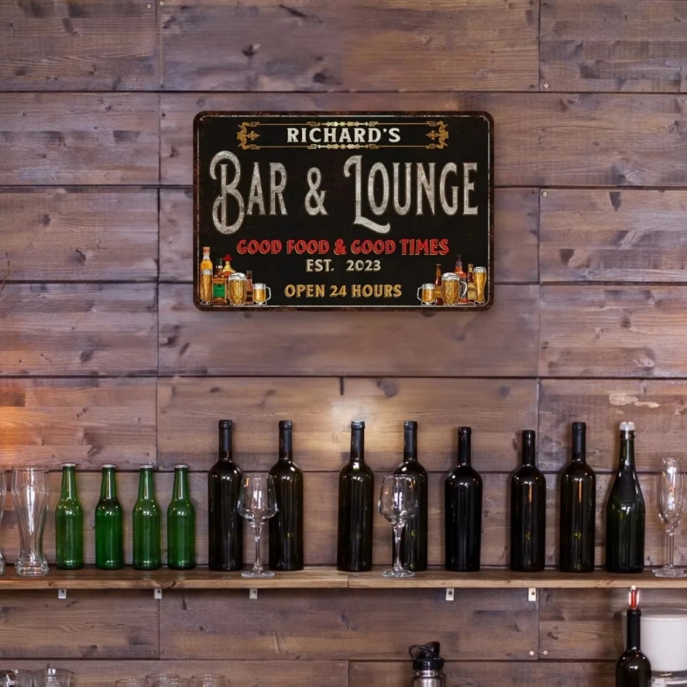 Custom Bar & Lounge Metal Sign - огляд і ціна Home Bar Lounge